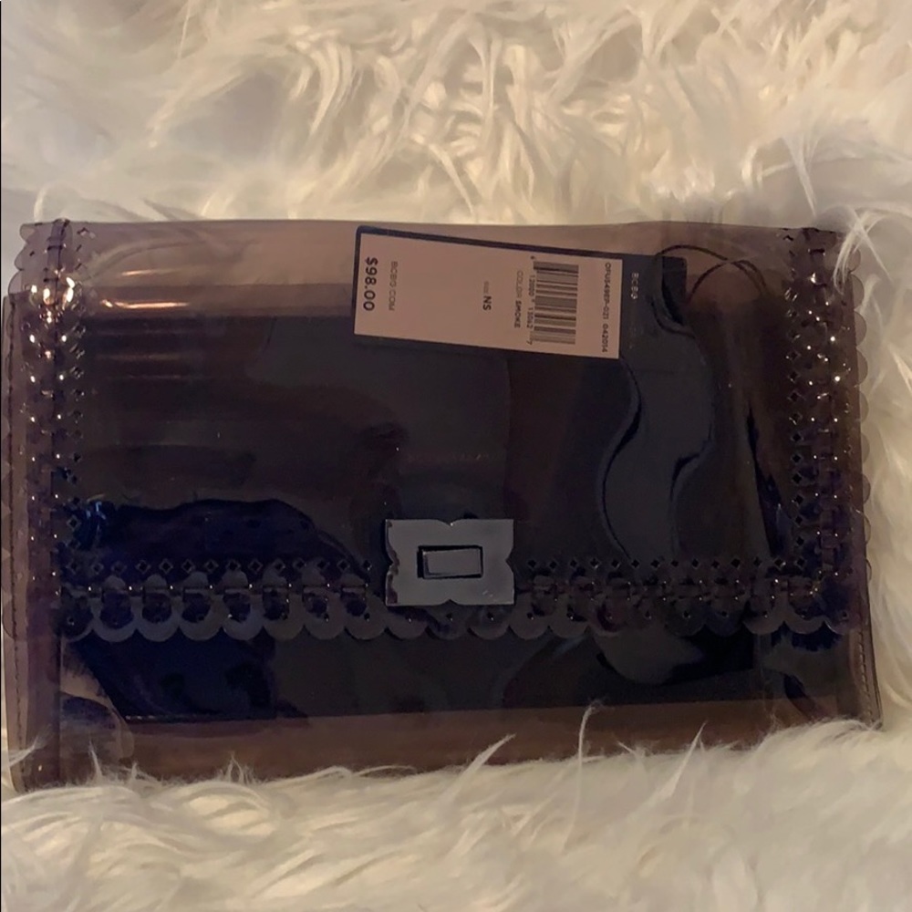 BCBG Maxazria New Clear Black Clutch Bag